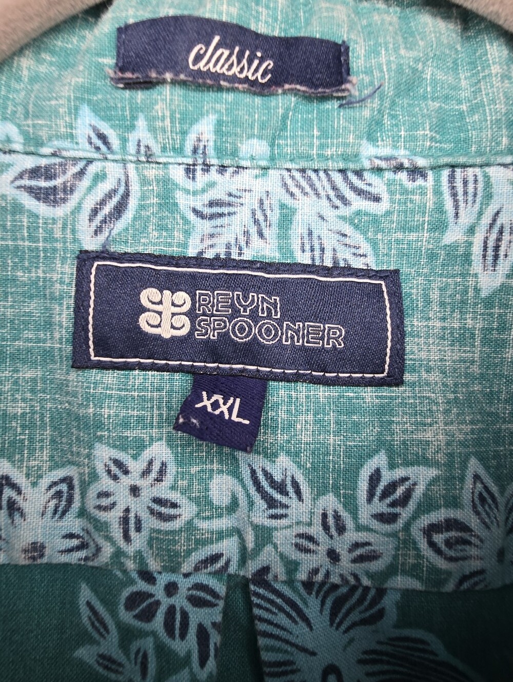 Reyn Spooner Classic Hawaiian Aloha Shirt Mens XXL Teal Floral Tropical - Picture 9 of 13